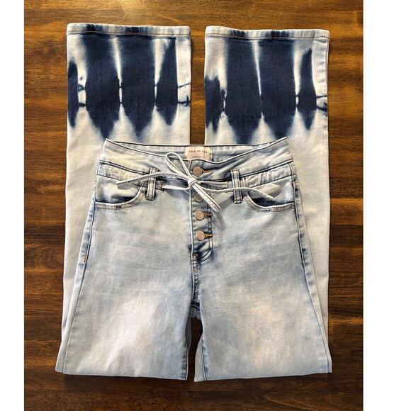 Uniq Litz Jeans Women’s 25 x 30 Denim Stretch Straight Wide Leg Button Fly Blue - Picture 1 of 12